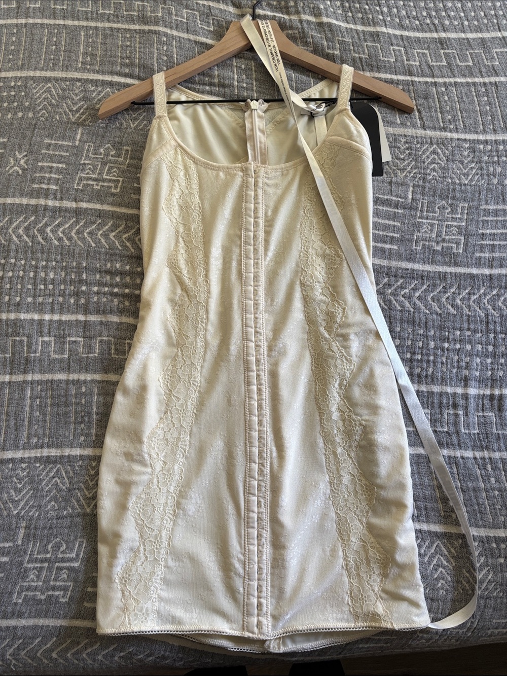 Sleeveless Lace-Trim Mini Dress in Cream